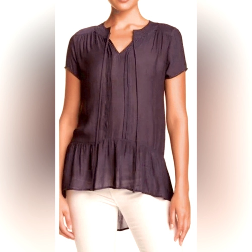 Anthropologie | RO&DE Short Sleeve Tunic w Ruffle Flounce & Front Ties